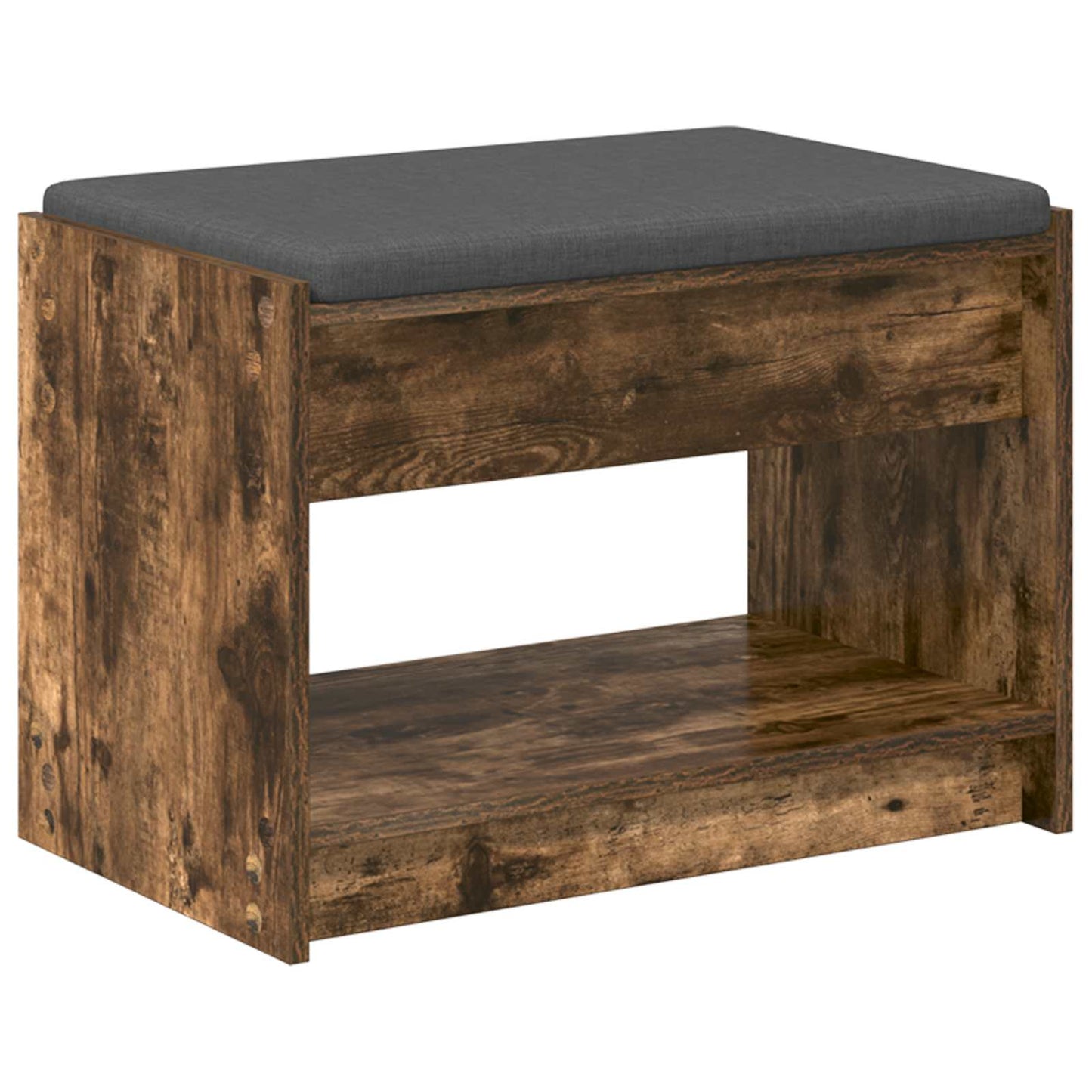 Hall Bench with Cushion with Shelf Smoked Oak 63 x 38 x 45 cm