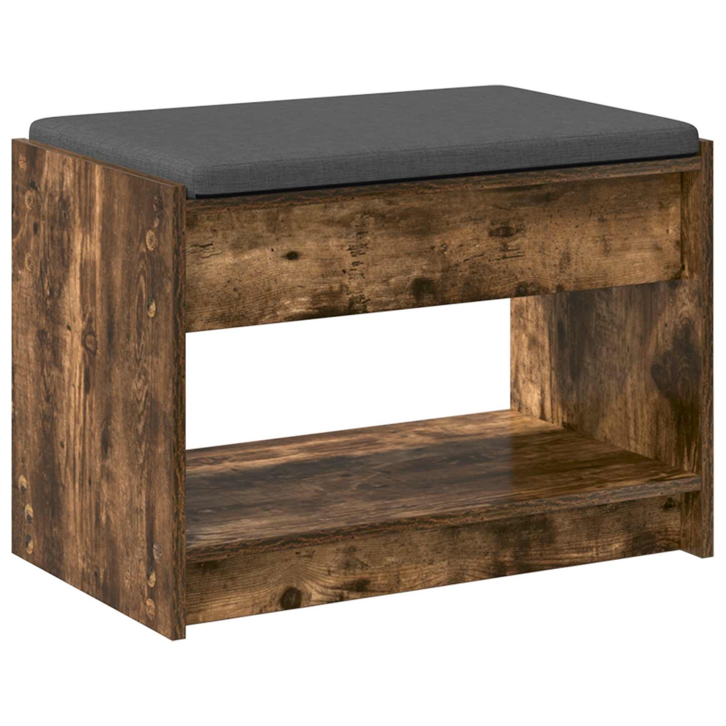 Hall Bench with Cushion with Shelf Smoked Oak 63 x 38 x 45 cm