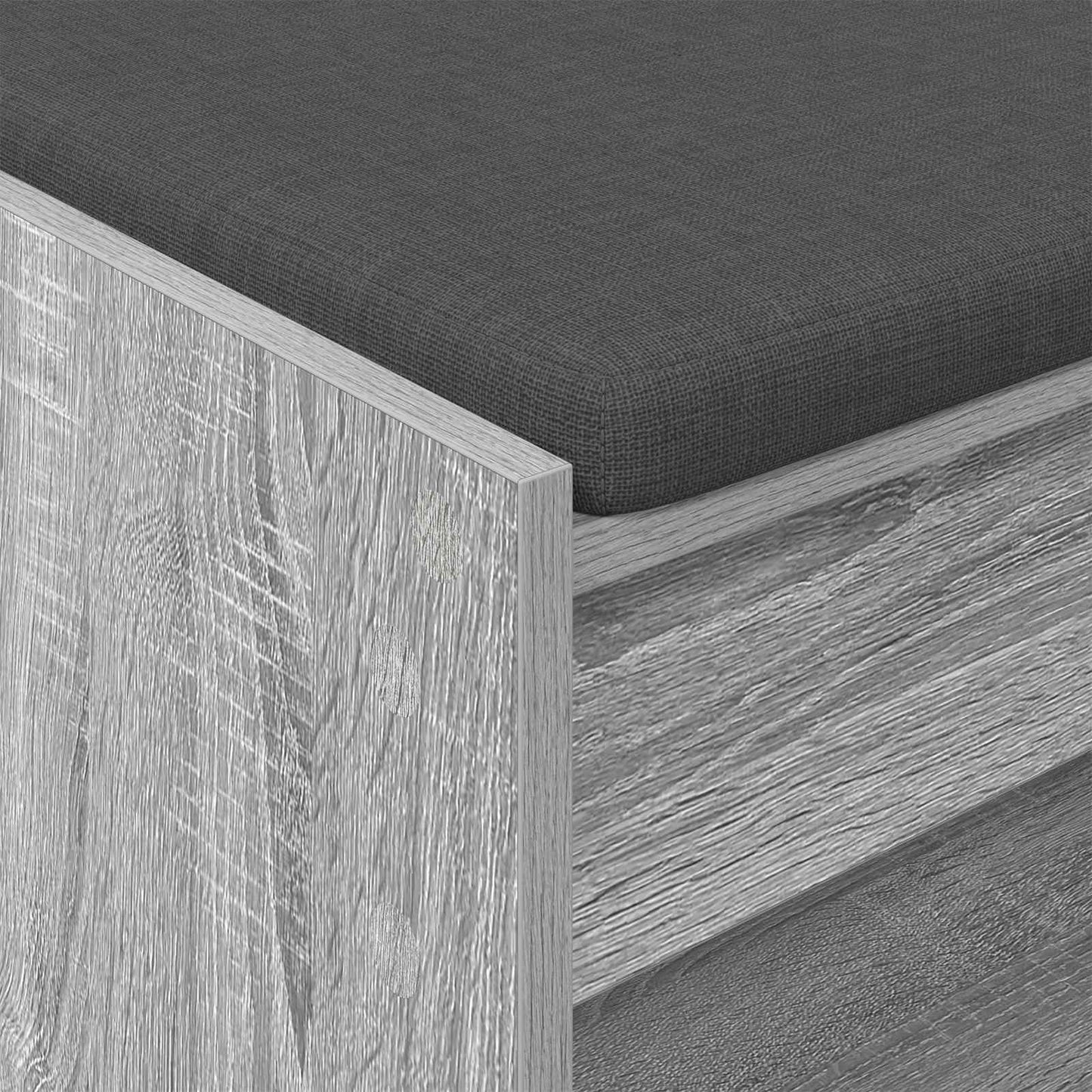 Hall Bench with Cushion with Shelf Grey Sonoma 63 x 38 x 45 cm