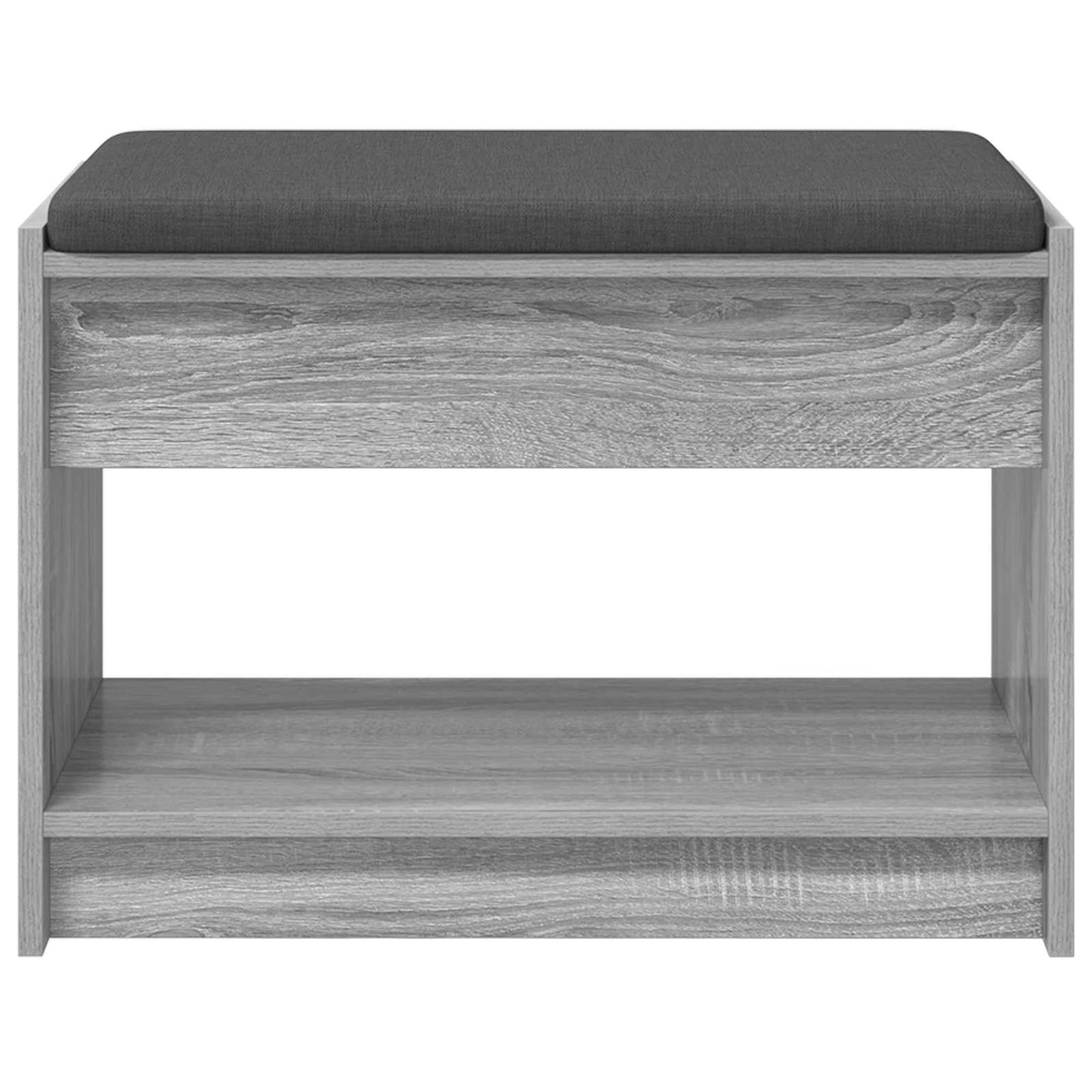Hall Bench with Cushion with Shelf Grey Sonoma 63 x 38 x 45 cm