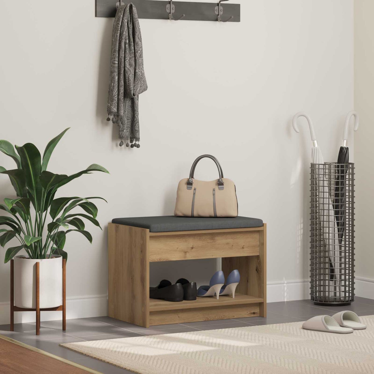 Hall Bench Artisan Oak 63 x 38 x 45 cm