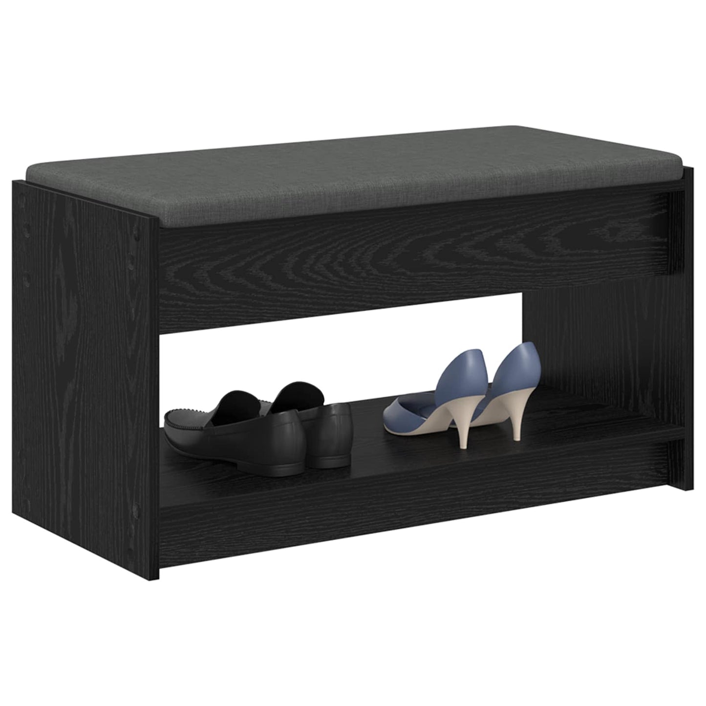 Hall Bench Black Oak 83 x 38 x 45 cm Engineered Wood and Fabric