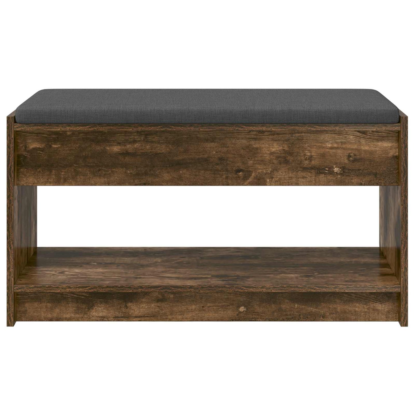 Hall Bench with Cushion with Shelf Smoked Oak 83 x 38 x 45 cm