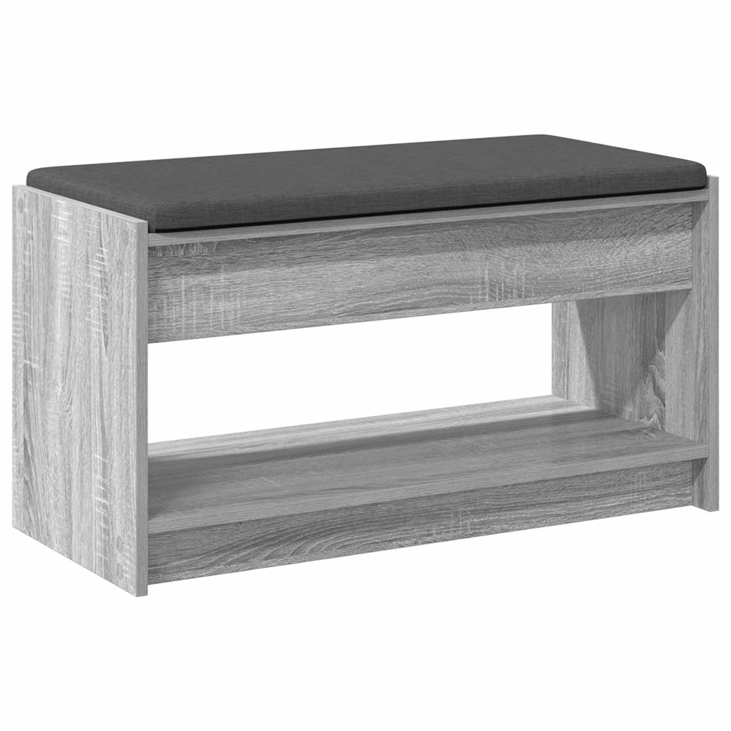 Hall Bench with Cushion with Shelf Grey Sonoma 83 x 38 x 45 cm