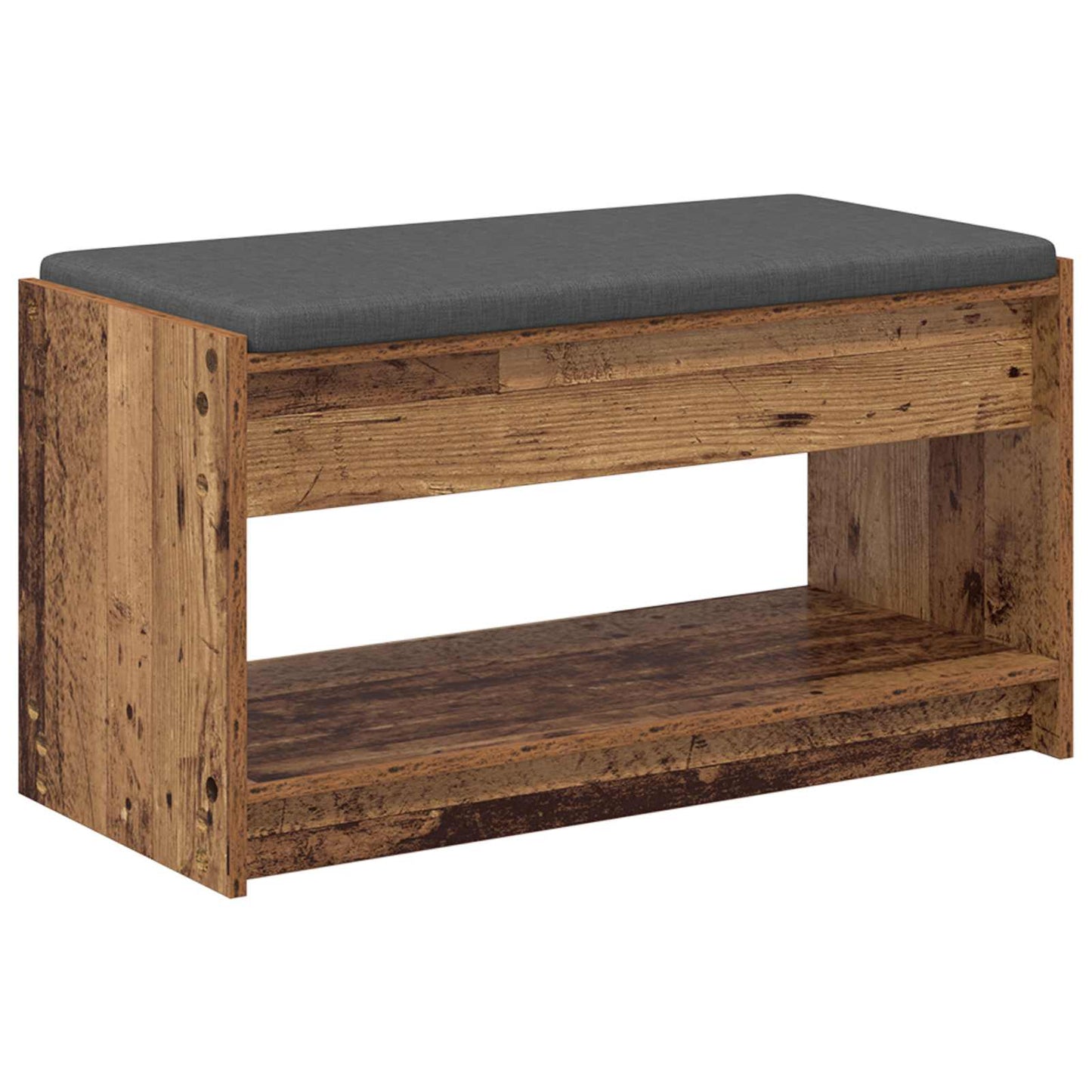Hall Bench Old Wood 83 x 38 x 45 cm Engineered Wood and Fabric