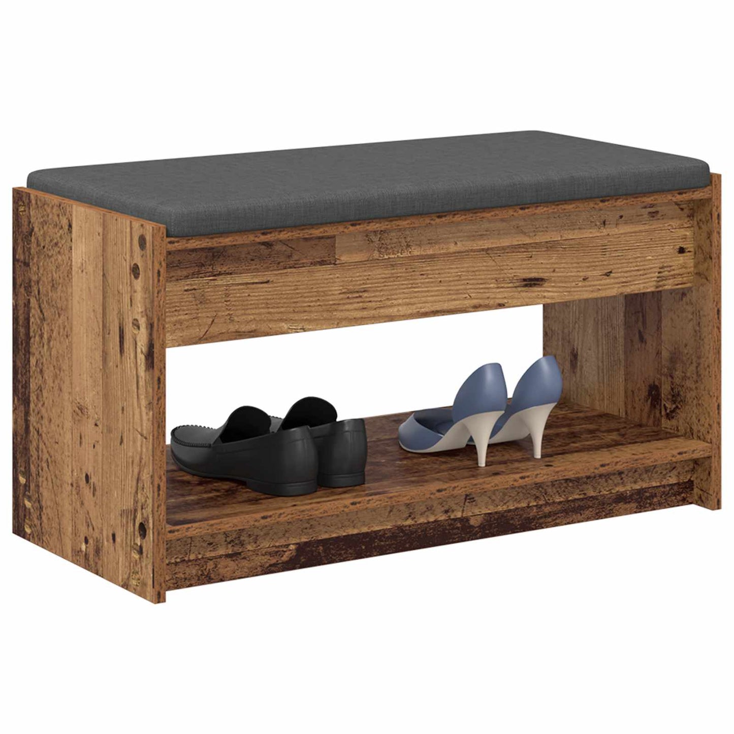 Hall Bench Old Wood 83 x 38 x 45 cm Engineered Wood and Fabric