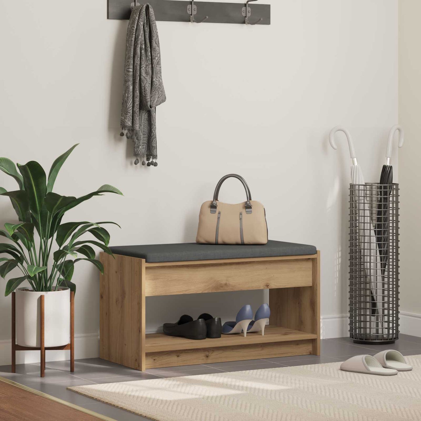 Hall Bench Artisan Oak 83 x 38 x 45 cm
