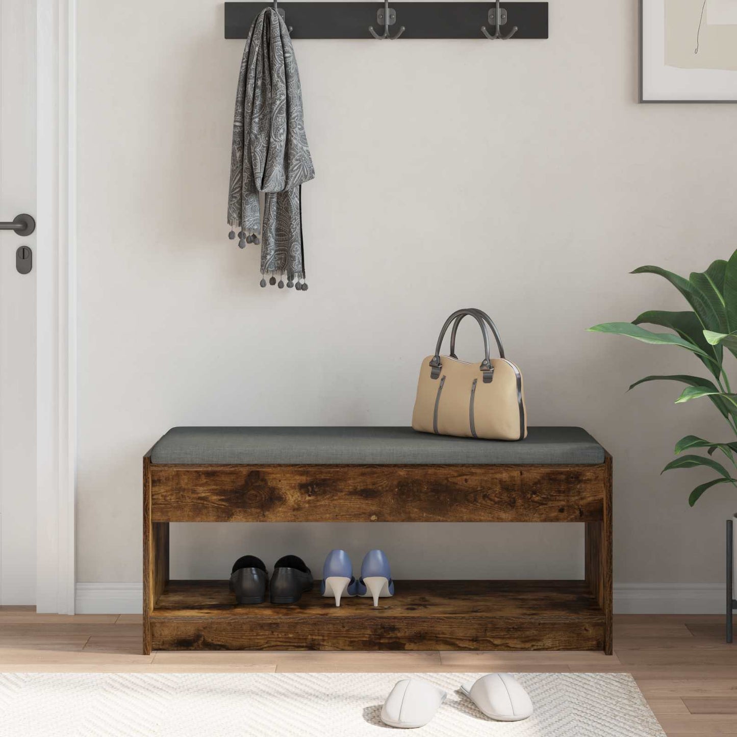 Hall Bench Smoked Oak 103 x 38 x 45 cm