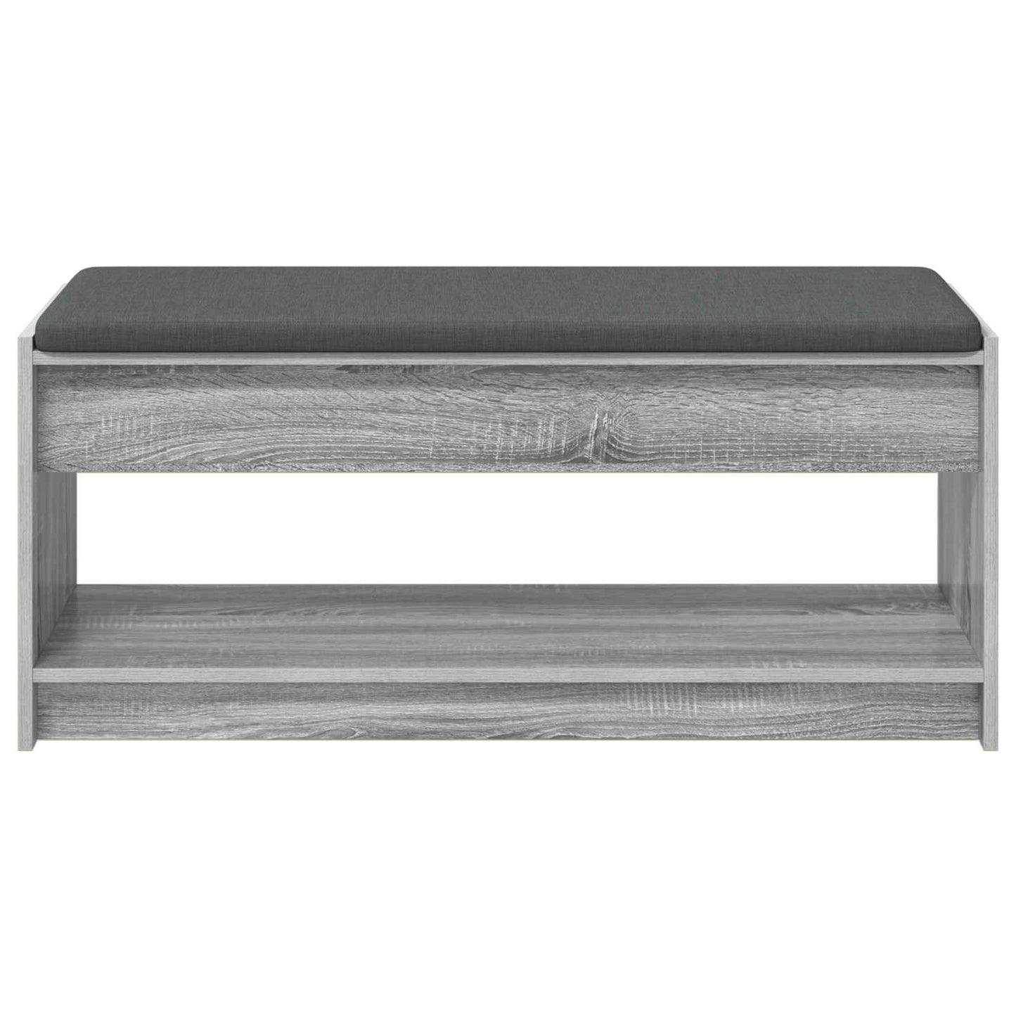 Hall Bench with Cushion with Shelf Grey Sonoma 103 x 38 x 45 cm