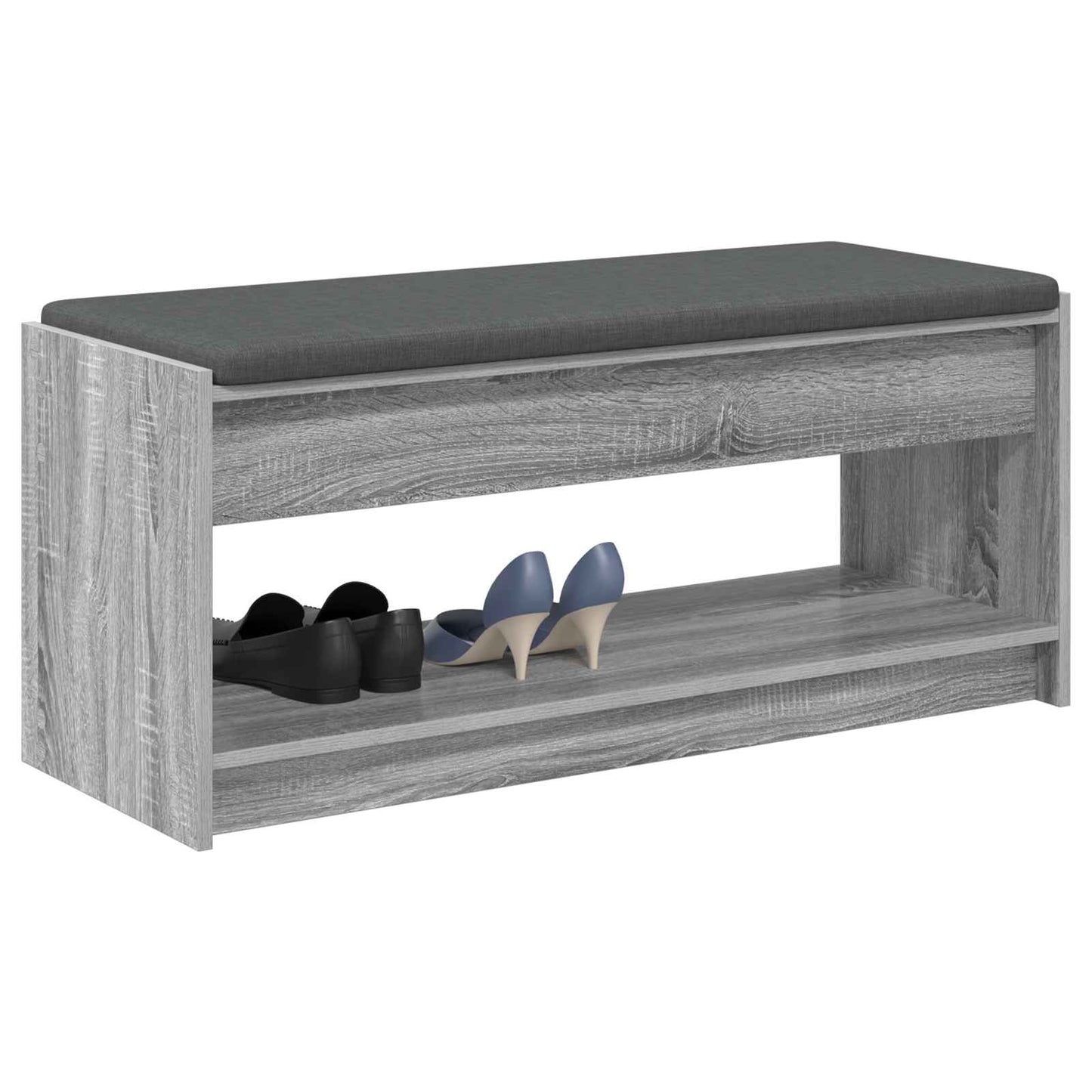 Hall Bench with Cushion with Shelf Grey Sonoma 103 x 38 x 45 cm