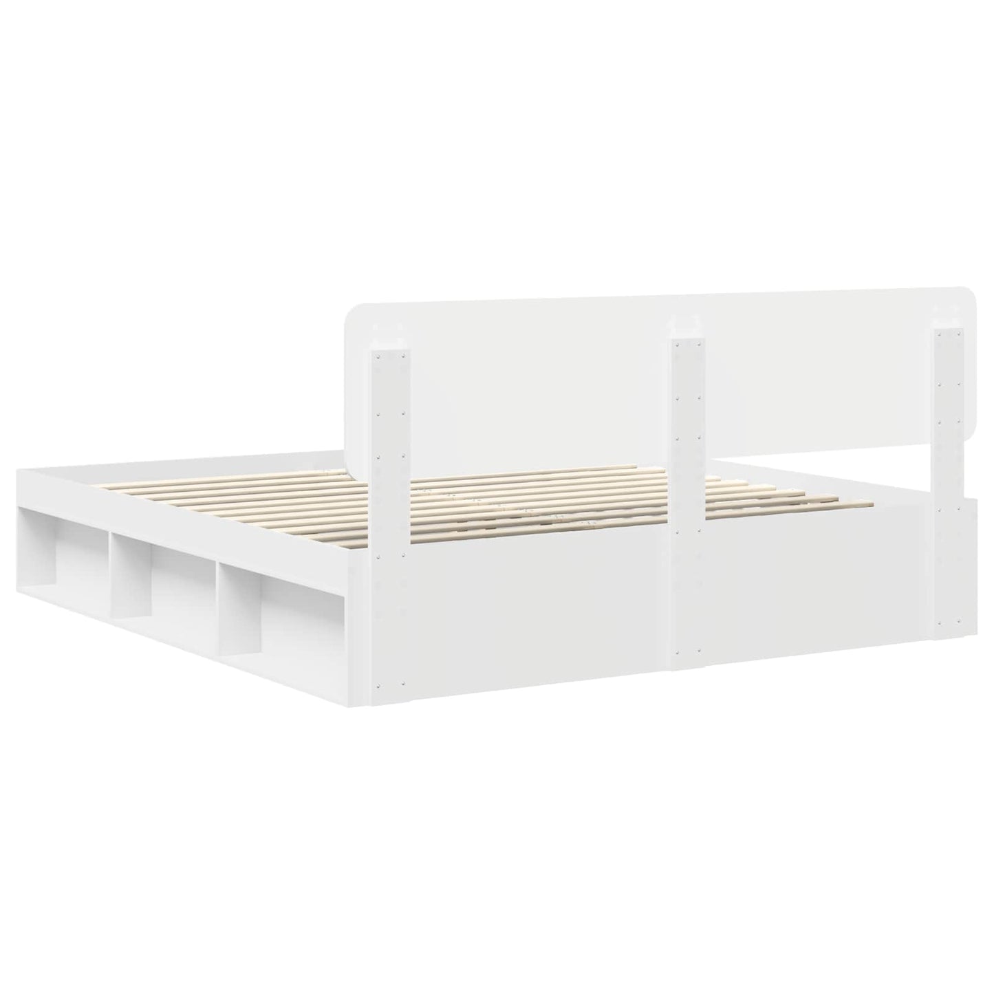 Bed Frame with Headboard White 200 x 200 cm Solid Pine Wood