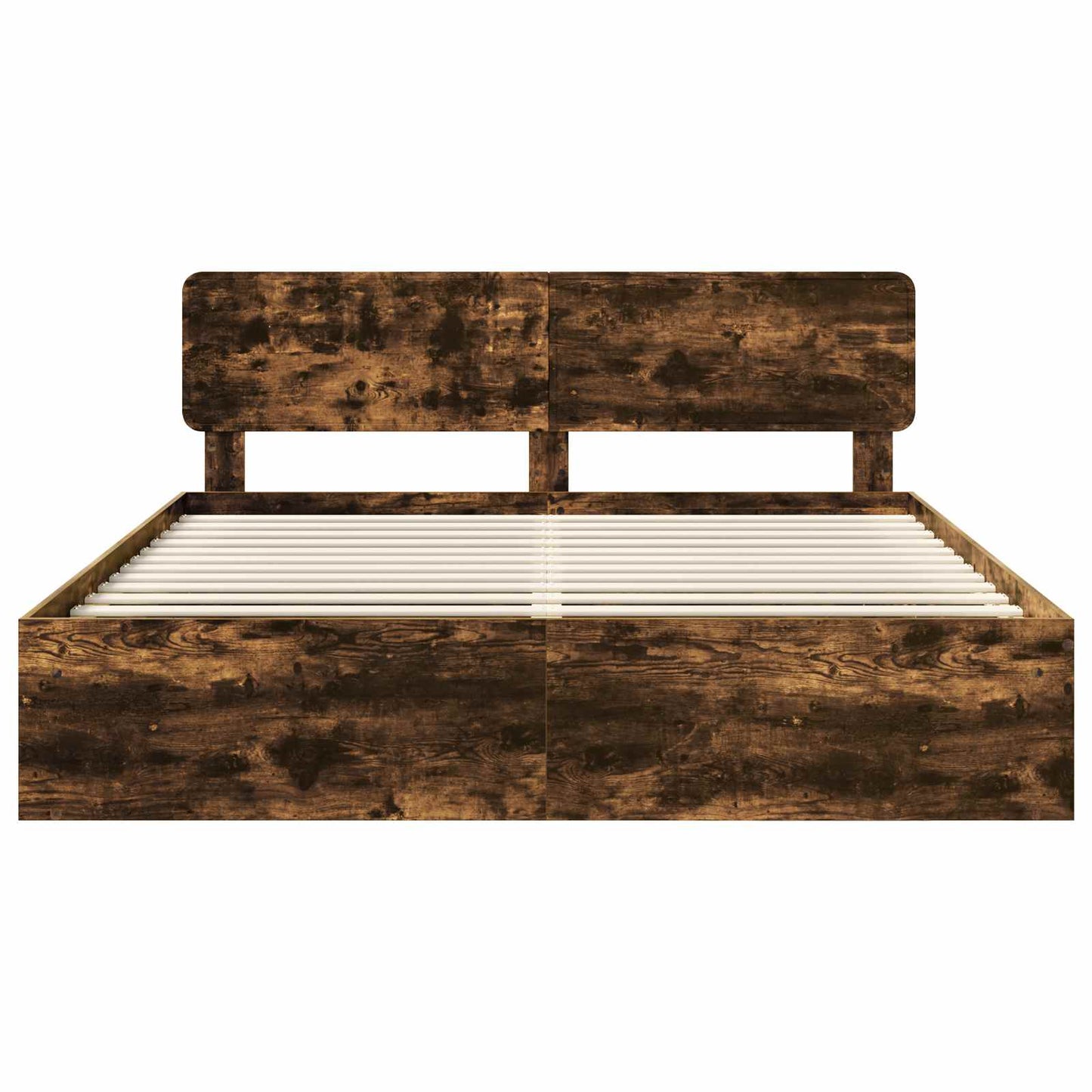 Bed Frame Smoked Oak 200 x 200 cm Solid Pine Wood