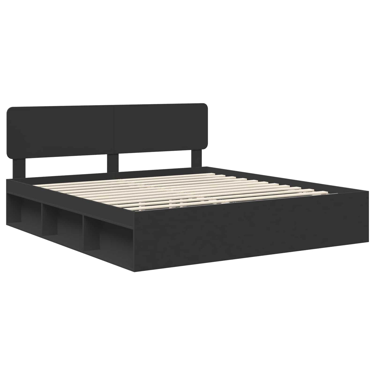 Bed Frame with Headboard Black 180 x 200 cm Solid Pine Wood