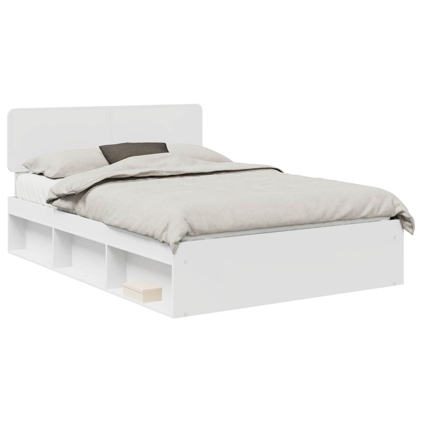 Bed Frame with Headboard White 150 x 200 cm Solid Pine Wood