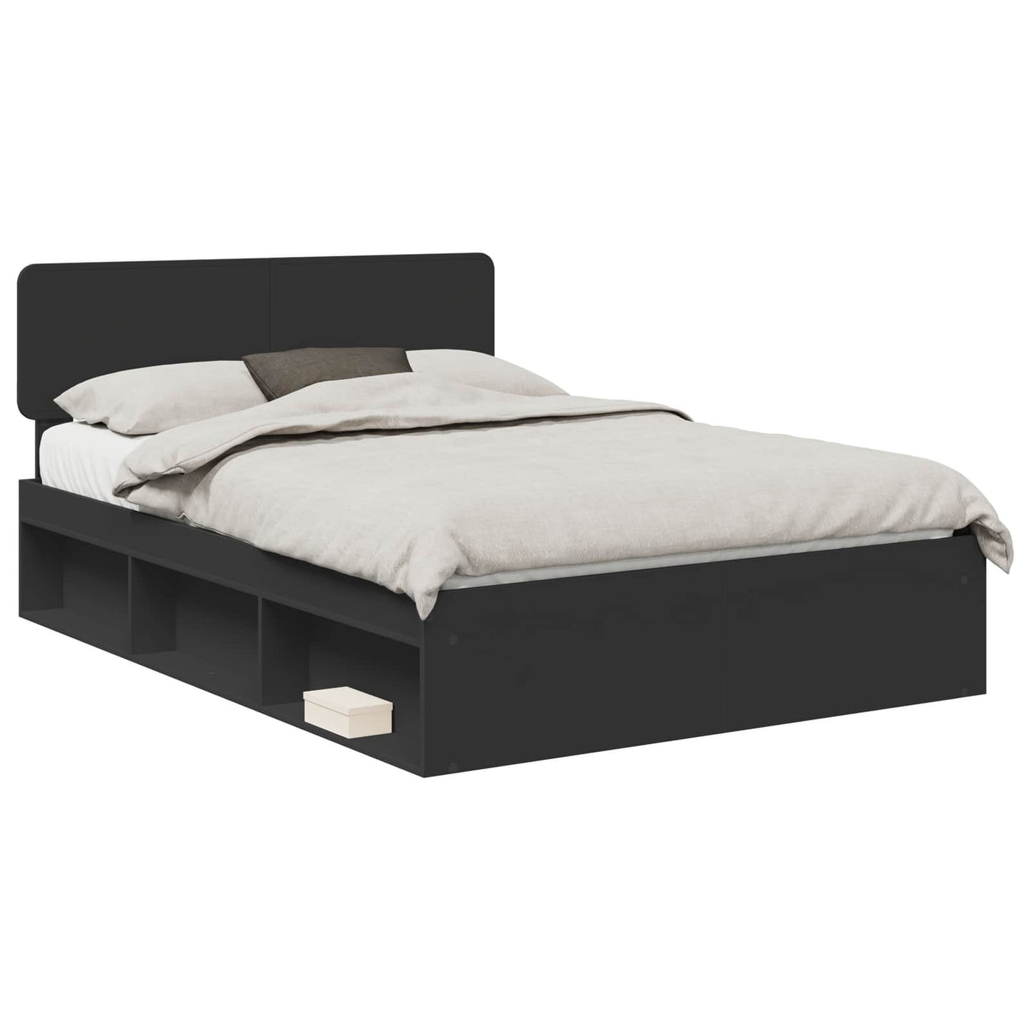 Bed Frame with Headboard Black 150 x 200 cm Solid Pine Wood