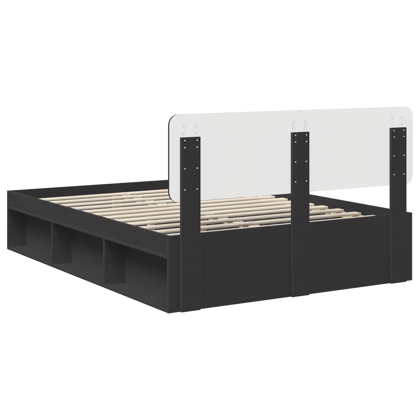 Bed Frame with Headboard Black 150 x 200 cm Solid Pine Wood