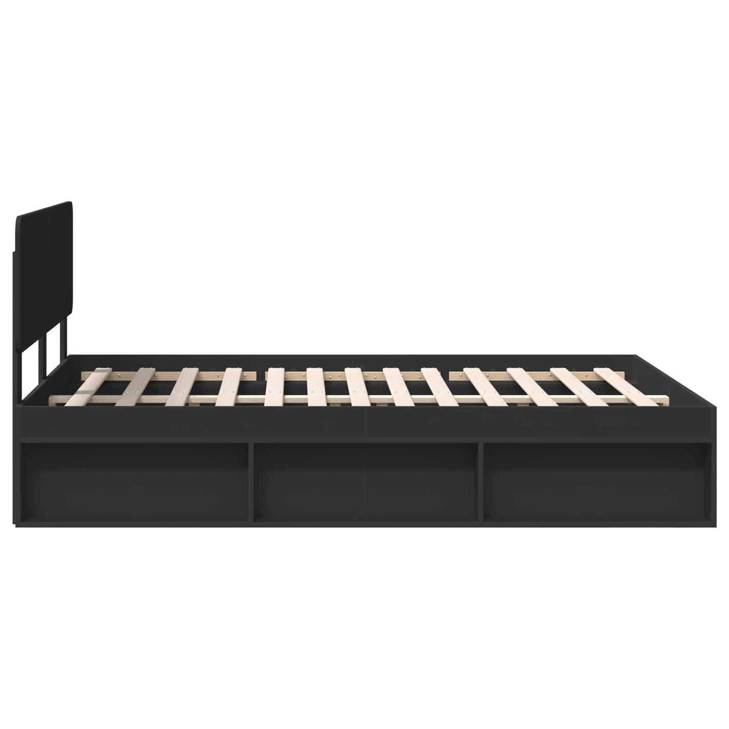 Bed Frame with Headboard Black 150 x 200 cm Solid Pine Wood