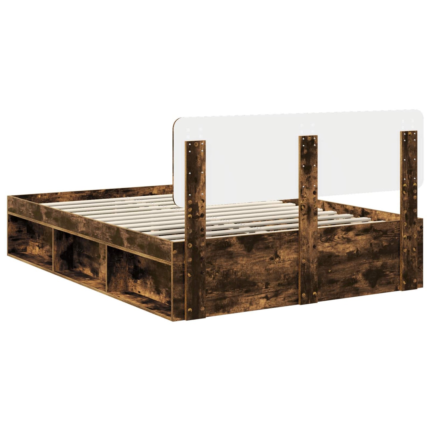 Bed Frame Smoked Oak 150 x 200 cm Solid Pine Wood
