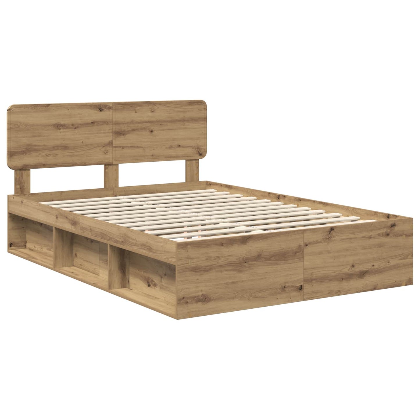 Bed Frame Artisian Oak 150 x 200 cm Solid Pine Wood