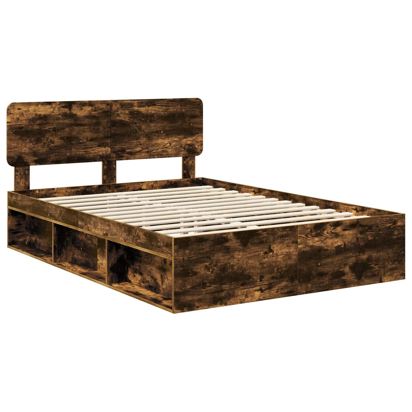 Bed Frame Smoked Oak 140 x 200 cm Solid Pine Wood