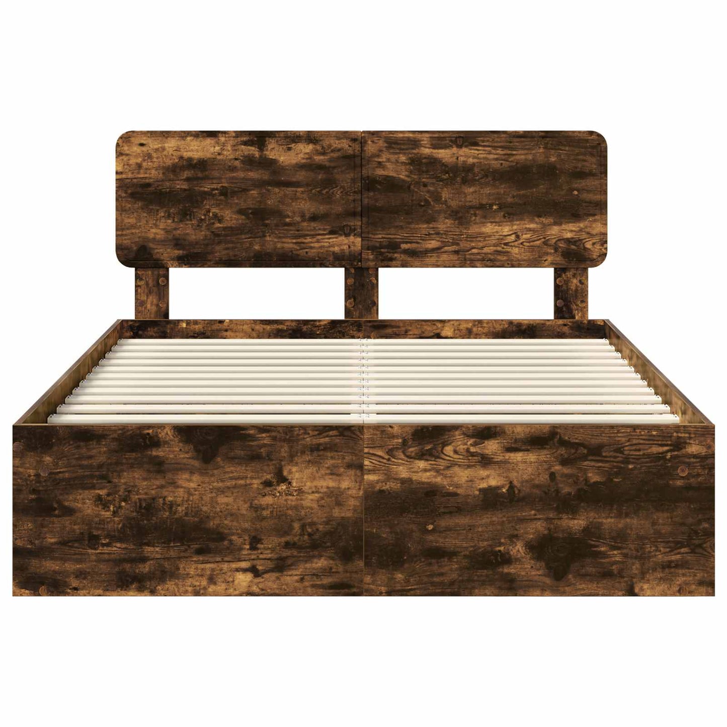 Bed Frame Smoked Oak 140 x 200 cm Solid Pine Wood