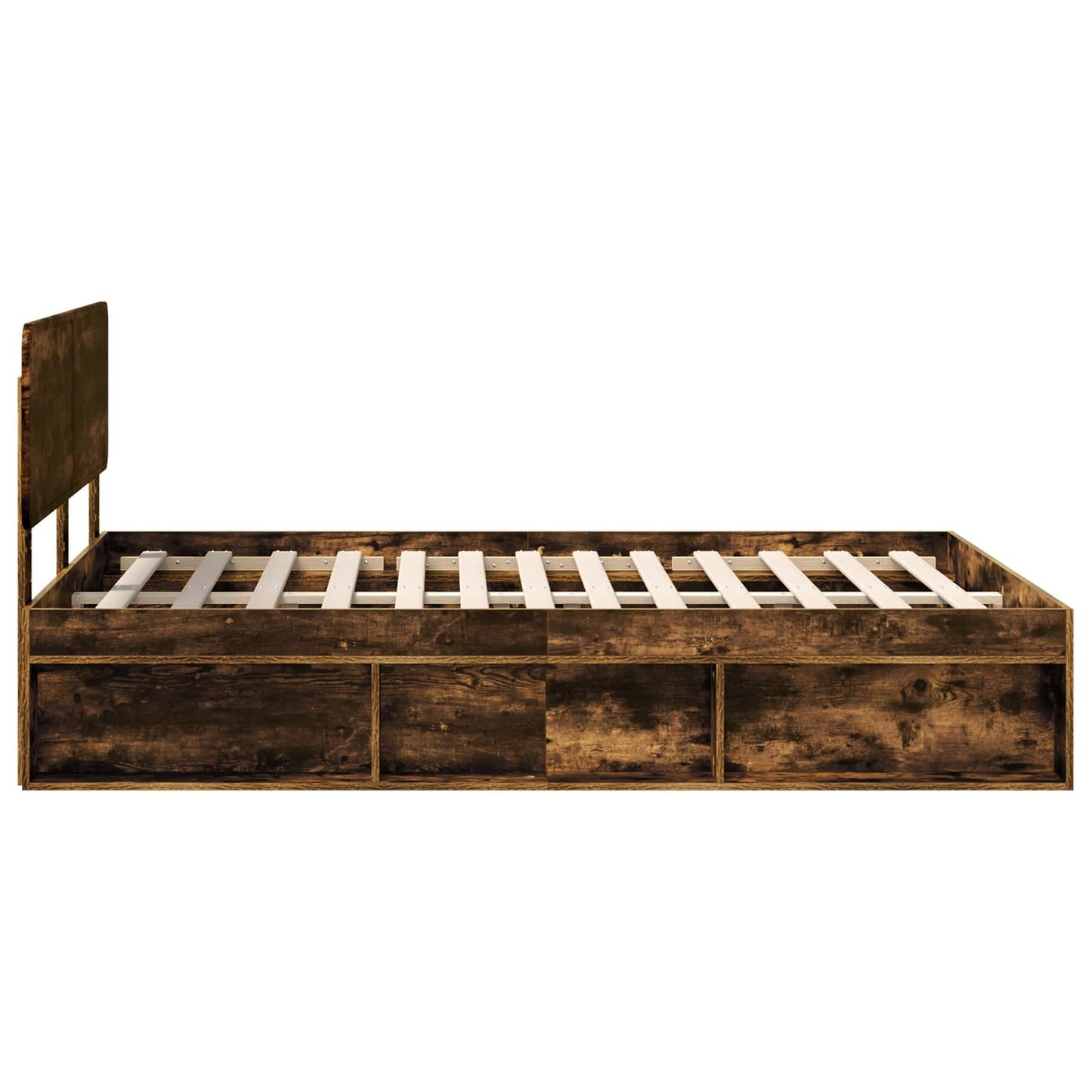 Bed Frame Smoked Oak 140 x 200 cm Solid Pine Wood