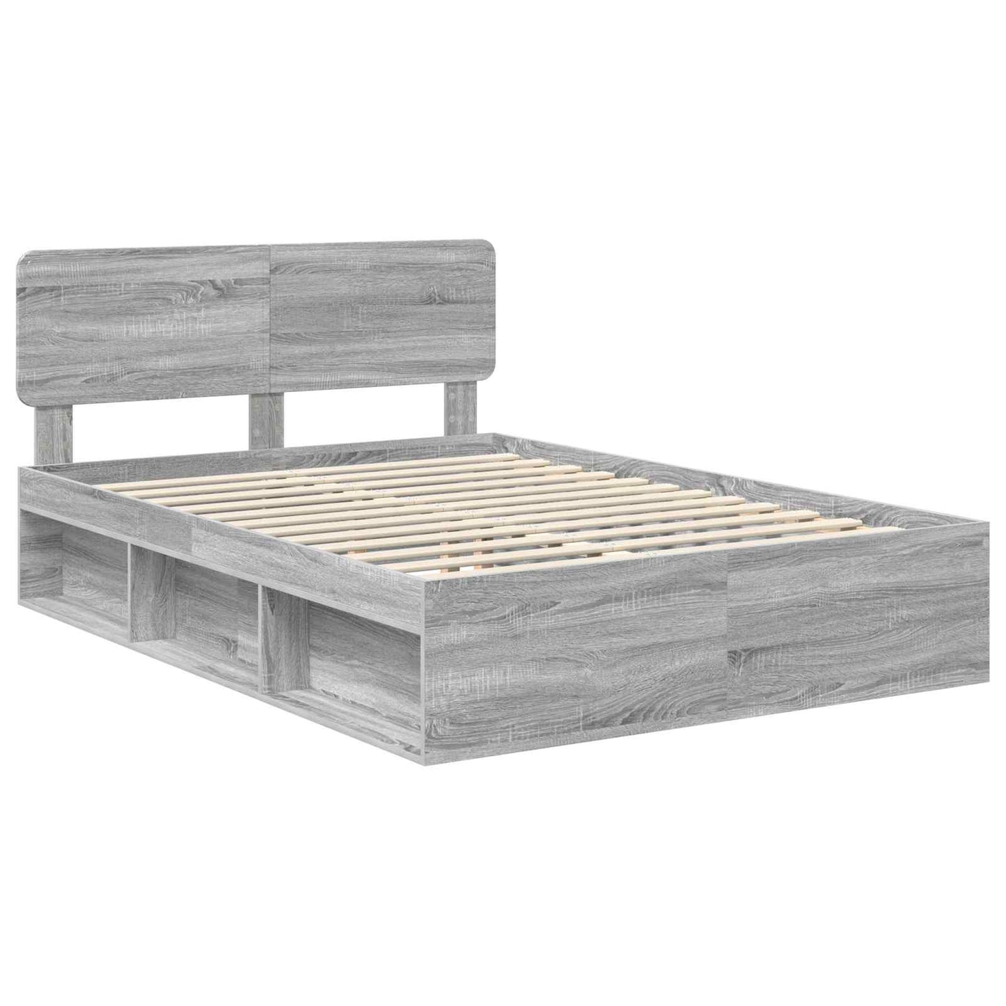 Bed Frame Grey Sonoma 140 x 200 cm Solid Pine Wood