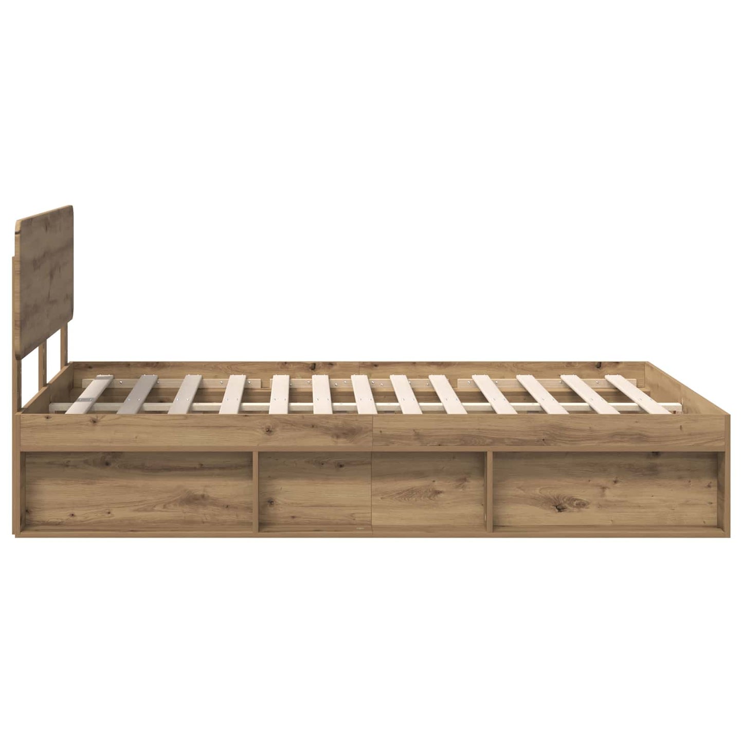 Bed Frame Artisian Oak 140 x 190 cm Solid Pine Wood