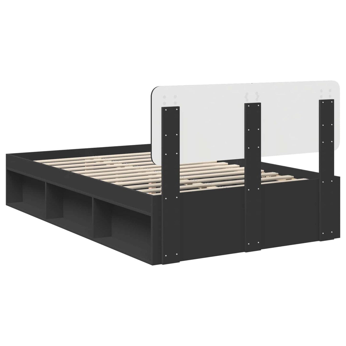 Bed Frame with Headboard Black 135 x 190 cm Solid Pine Wood