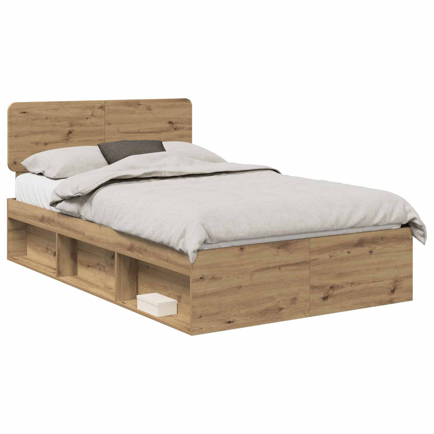 Bed Frame Artisian Oak 135 x 190 cm Solid Pine Wood