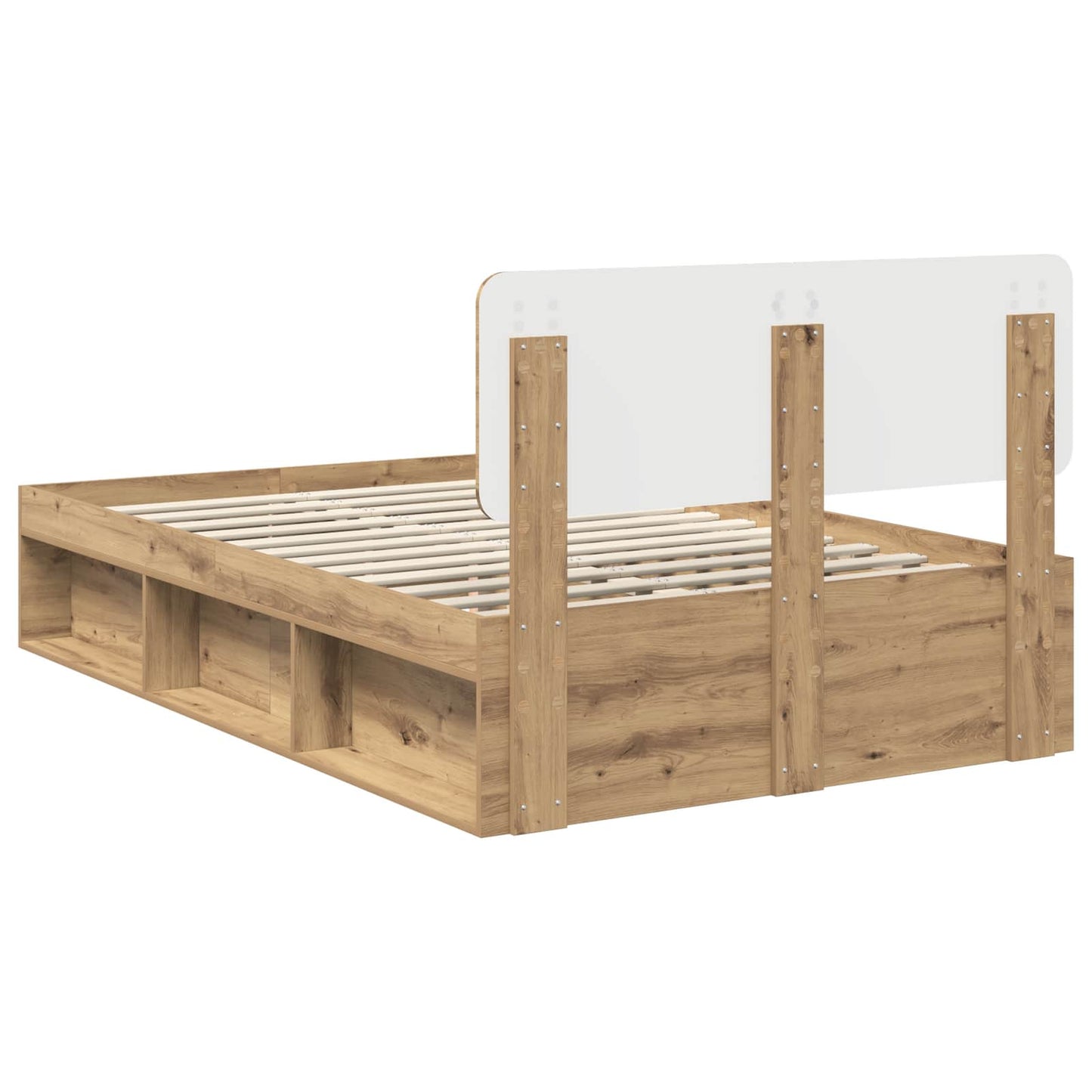 Bed Frame Artisian Oak 135 x 190 cm Solid Pine Wood