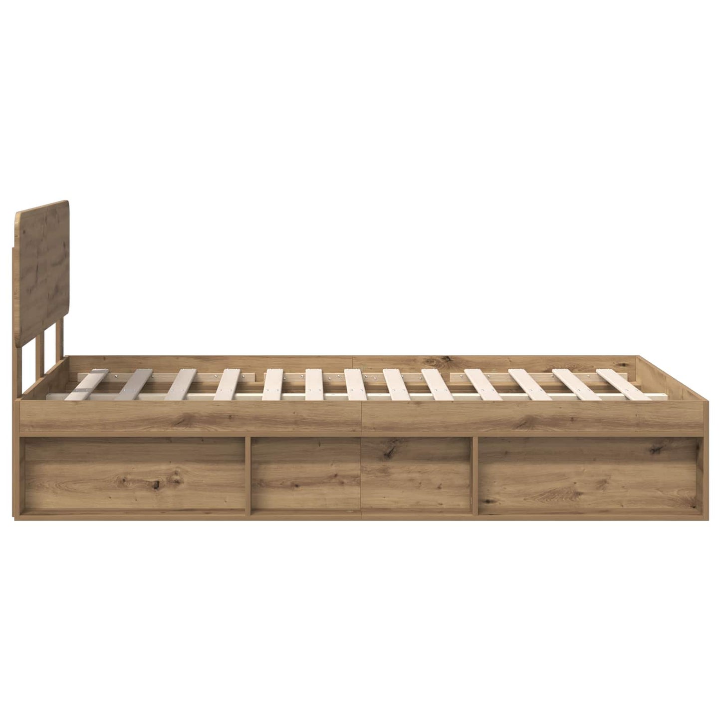 Bed Frame Artisian Oak 135 x 190 cm Solid Pine Wood