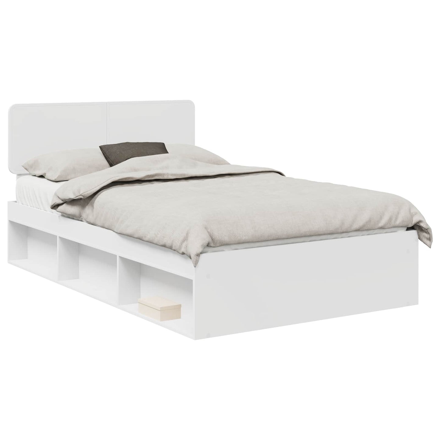 Bed Frame with Headboard White 120 x 200 cm Solid Pine Wood
