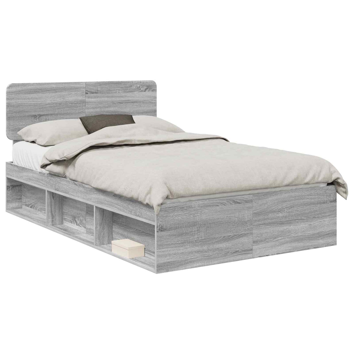 Bed Frame Grey Sonoma 120 x 200 cm Solid Pine Wood