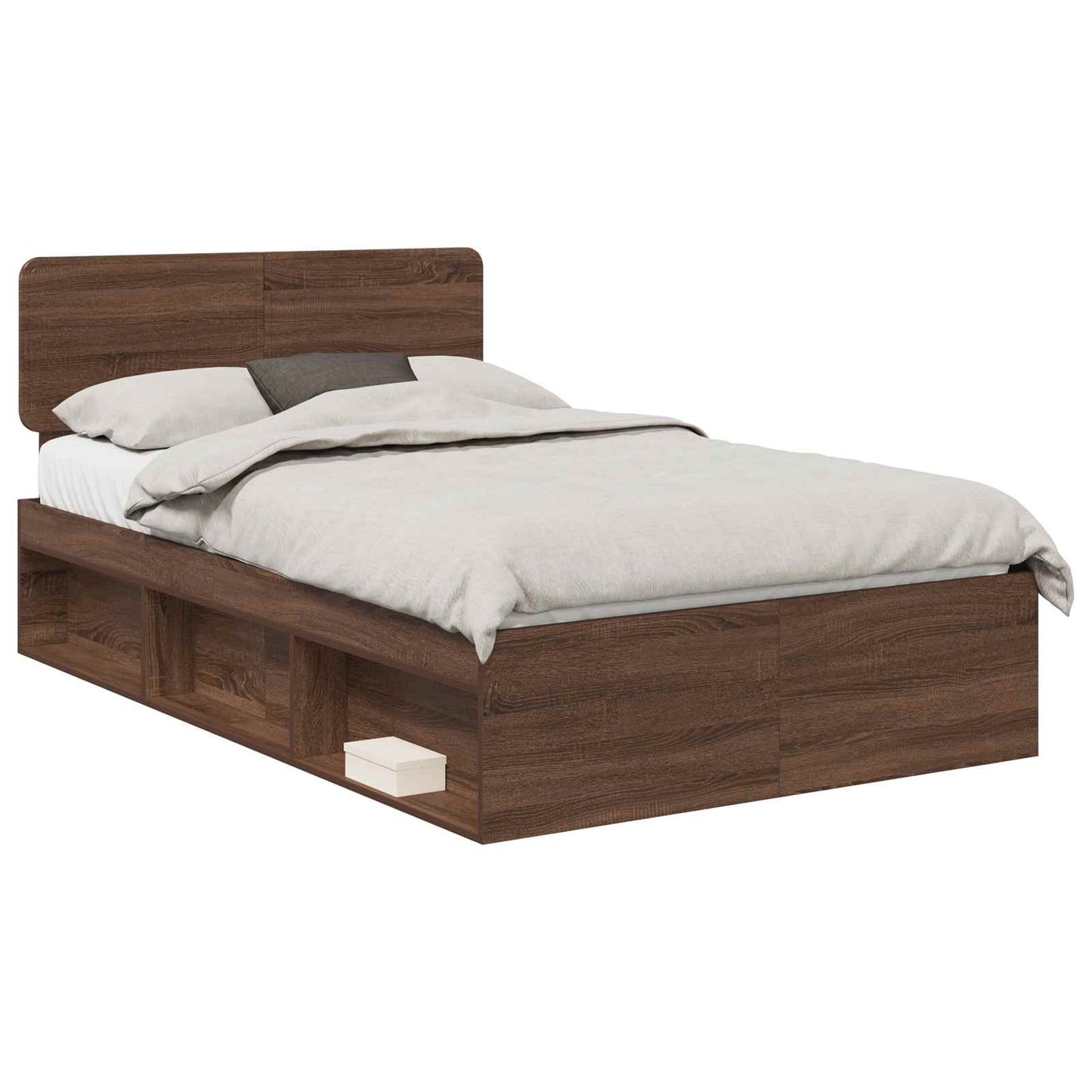 Bed Frame with Headboard Brown Oak 120 x 200 cm Solid Pine Wood