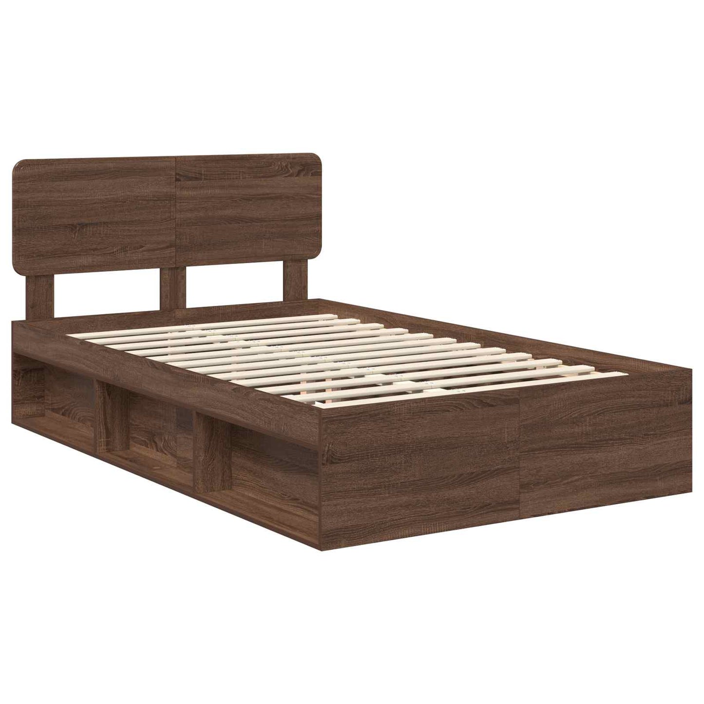 Bed Frame with Headboard Brown Oak 120 x 200 cm Solid Pine Wood