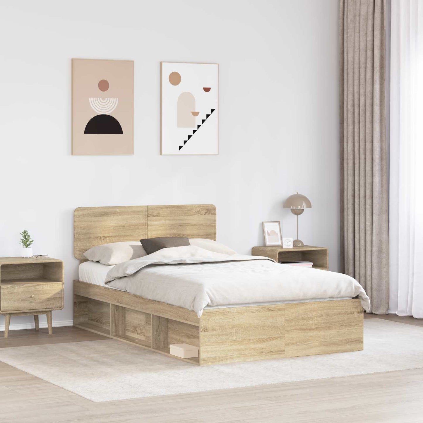 Bed Frame with Headboard Sonoma 120 x 190 cm Solid Pine Wood