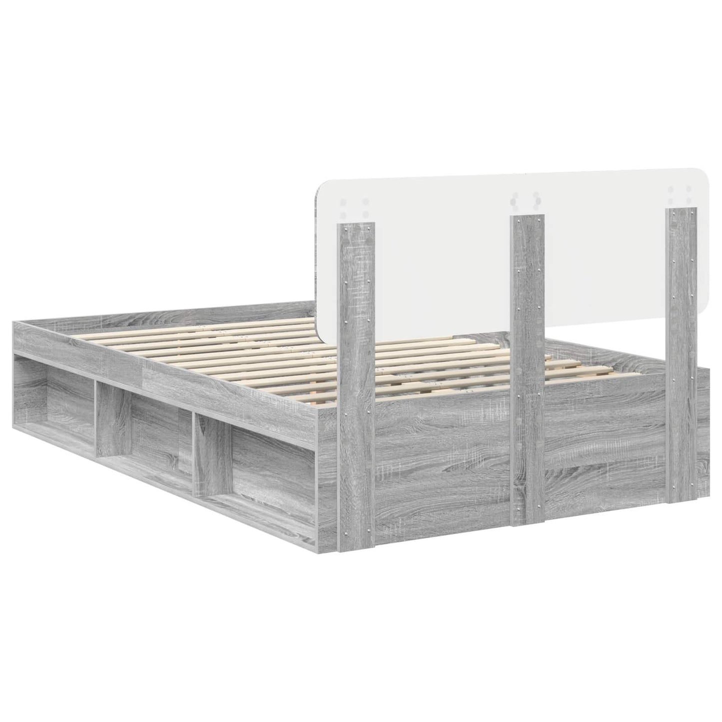 Bed Frame Grey Sonoma 120 x 190 cm Solid Pine Wood