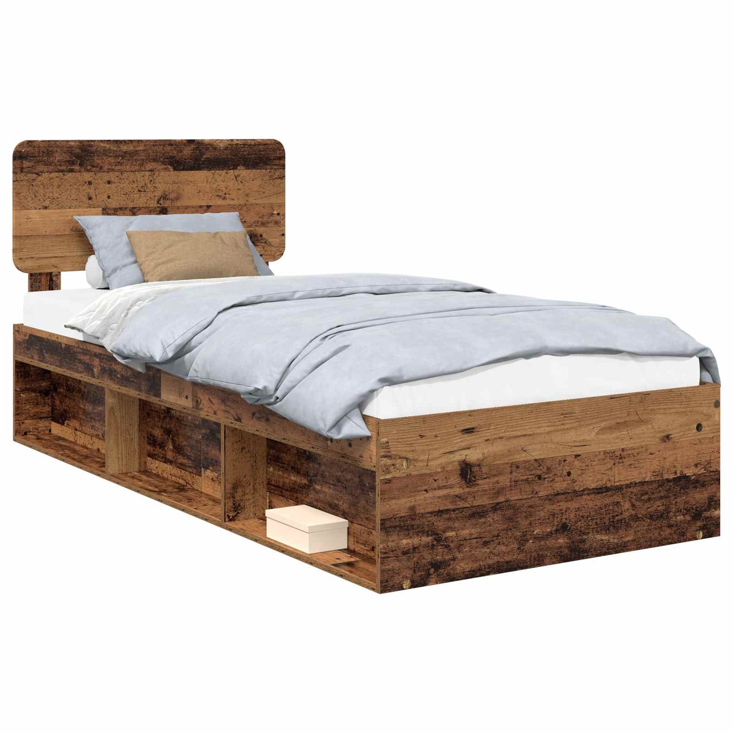 Bed Frame with Headboard Old Wood 100 x 200 cm Solid Pine Wood