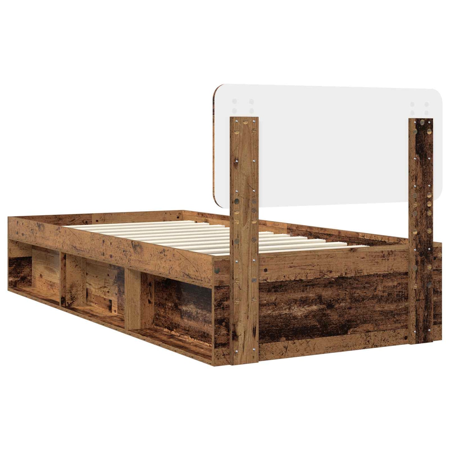 Bed Frame with Headboard Old Wood 100 x 200 cm Solid Pine Wood