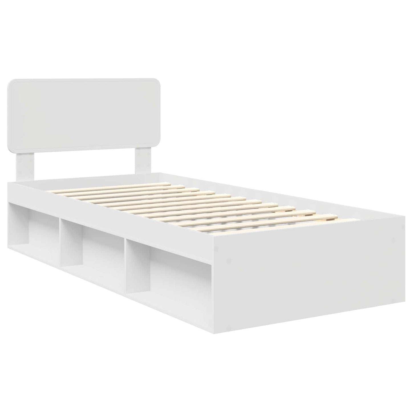 Bed Frame with Headboard White 90 x 200 cm Solid Pine Wood