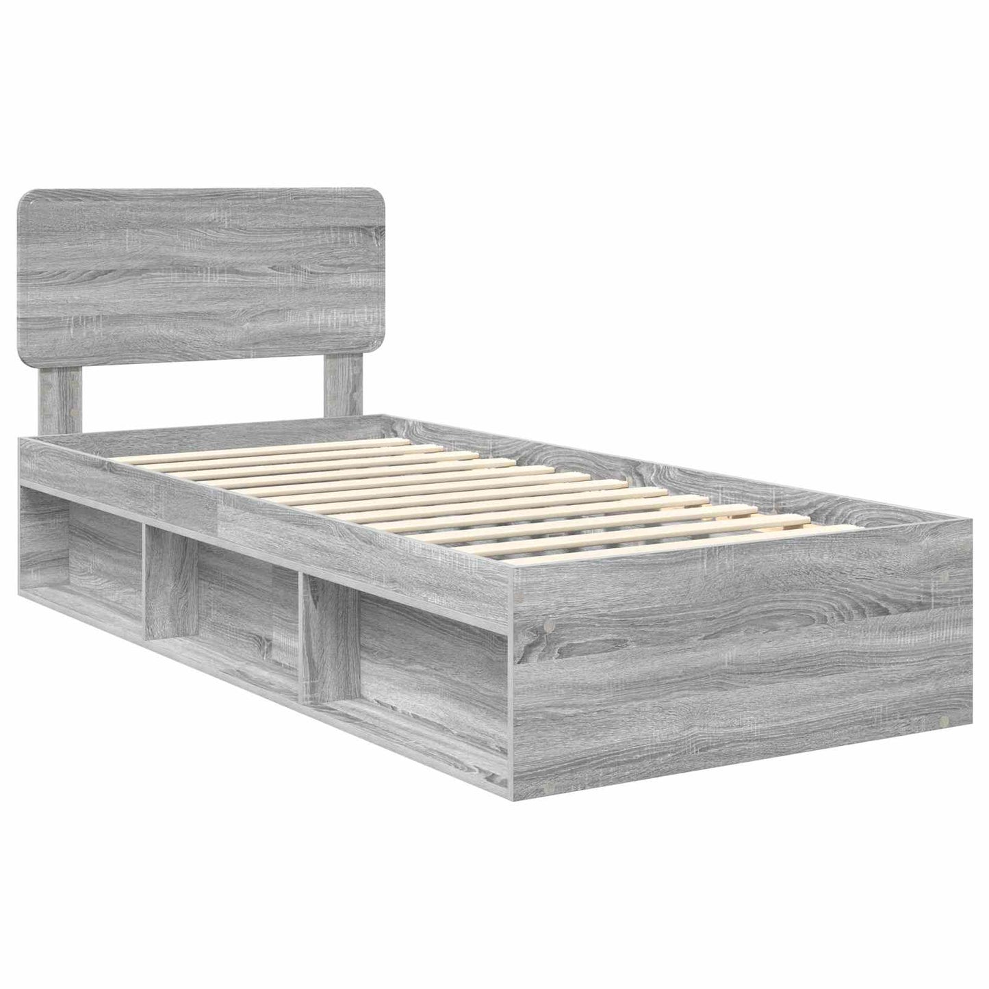 Bed Frame Grey Sonoma 90 x 200 cm Solid Pine Wood