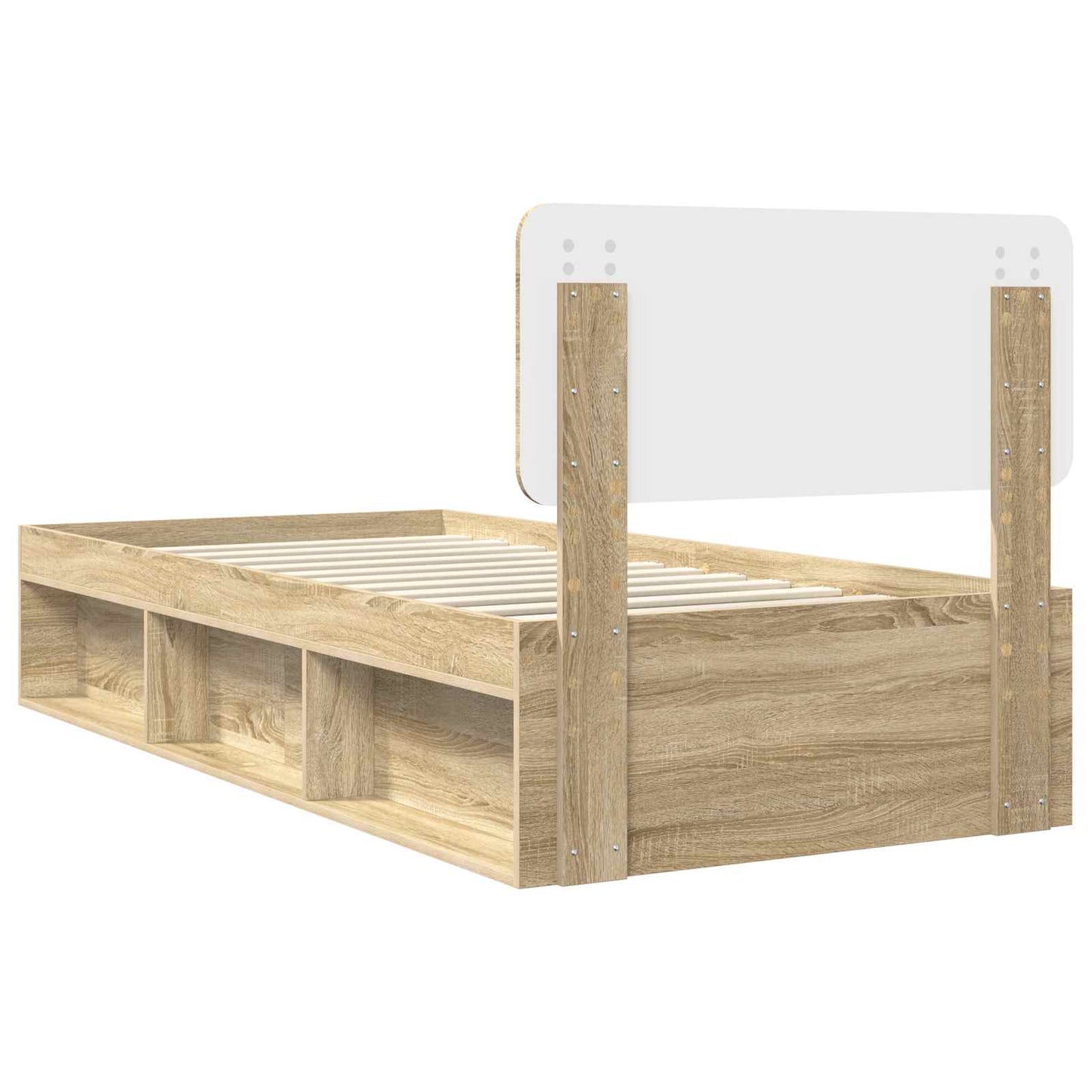 Bed Frame with Headboard Sonoma 90 x 190 cm Solid Pine Wood