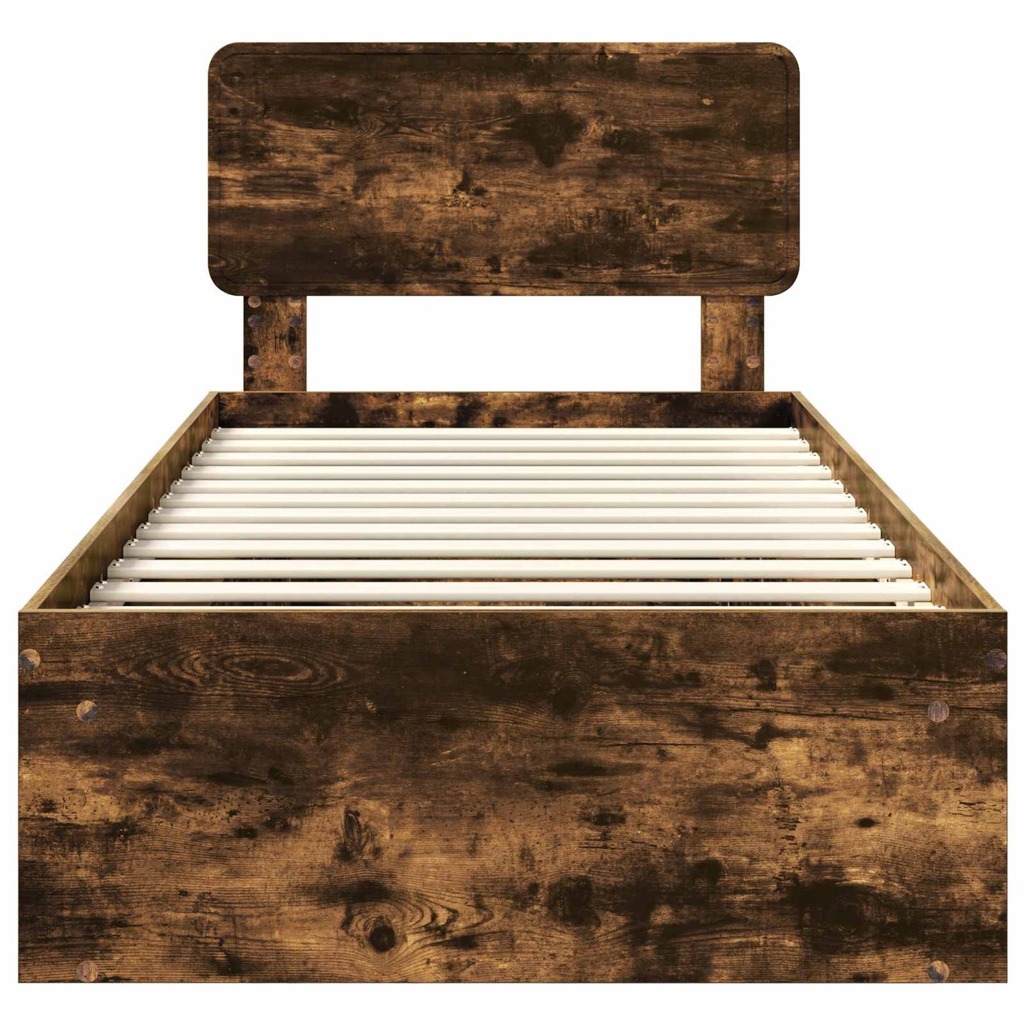 Bed Frame with Headboard Smoked Oak 90 x 190 cm Solid Pine Wood