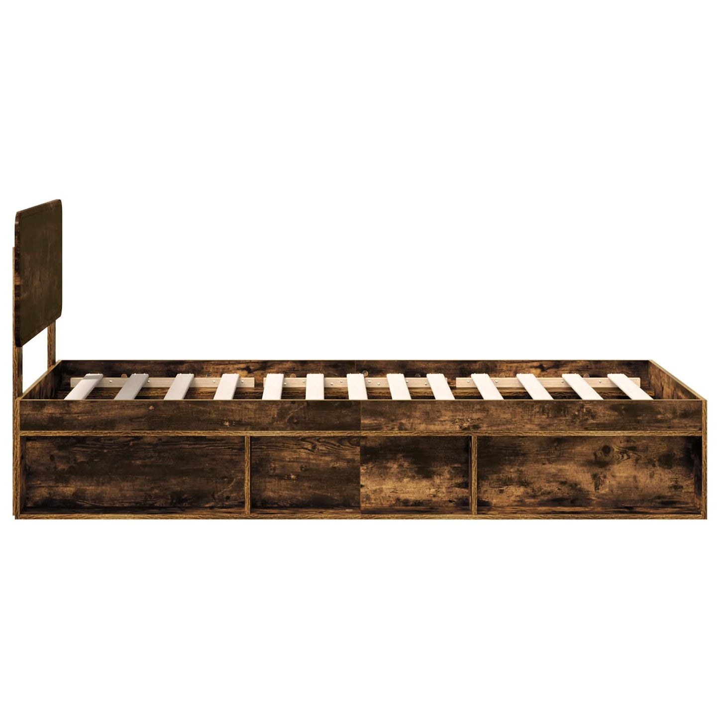 Bed Frame with Headboard Smoked Oak 90 x 190 cm Solid Pine Wood