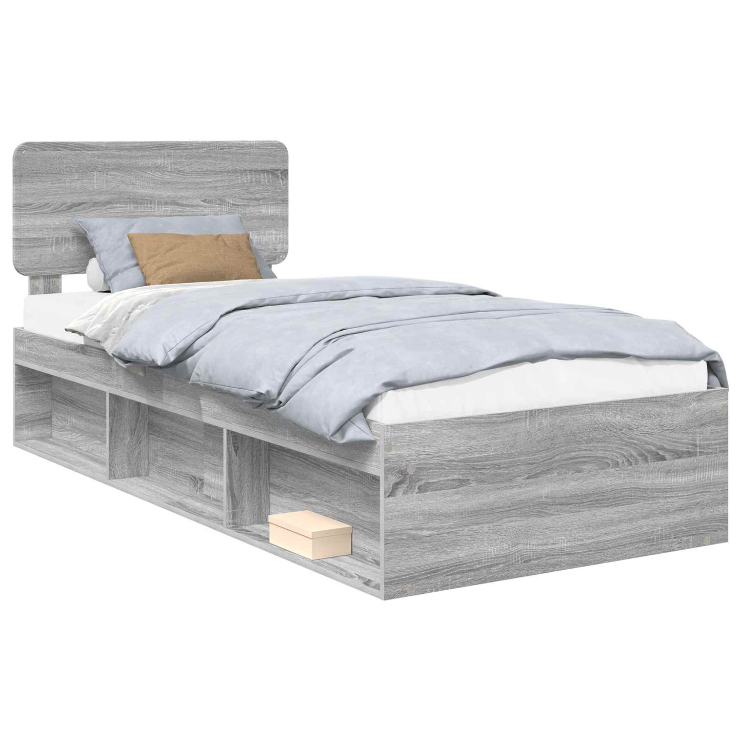 Bed Frame Grey Sonoma 90 x 190 cm Solid Pine Wood