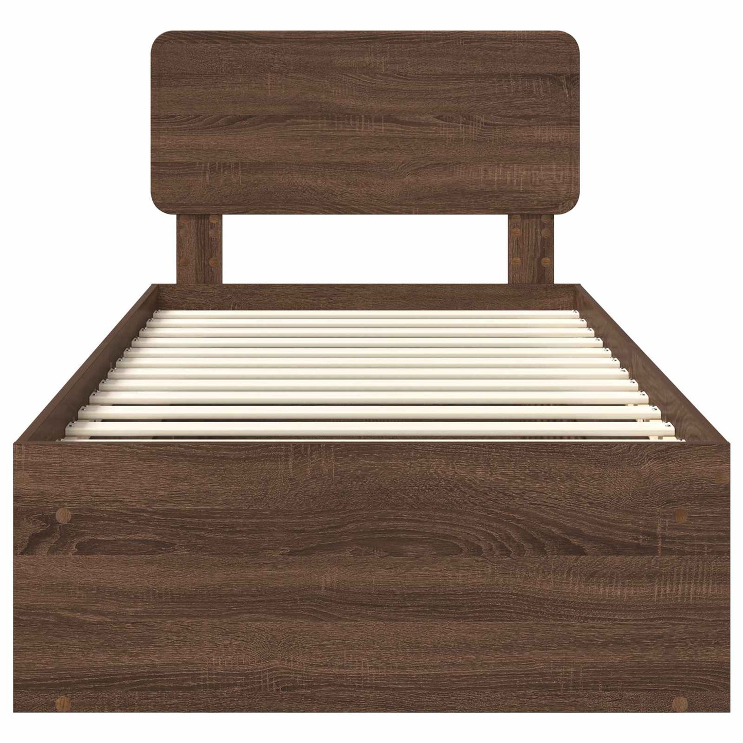 Bed Frame with Headboard Brown Oak 90 x 190 cm Solid Pine Wood