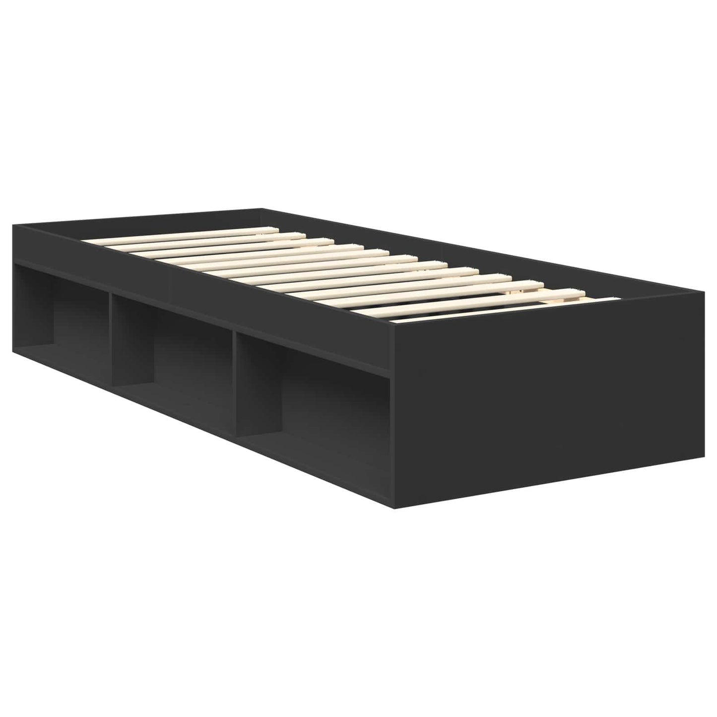 Bed Frame with Headboard Black 75 x 190 cm Solid Pine Wood