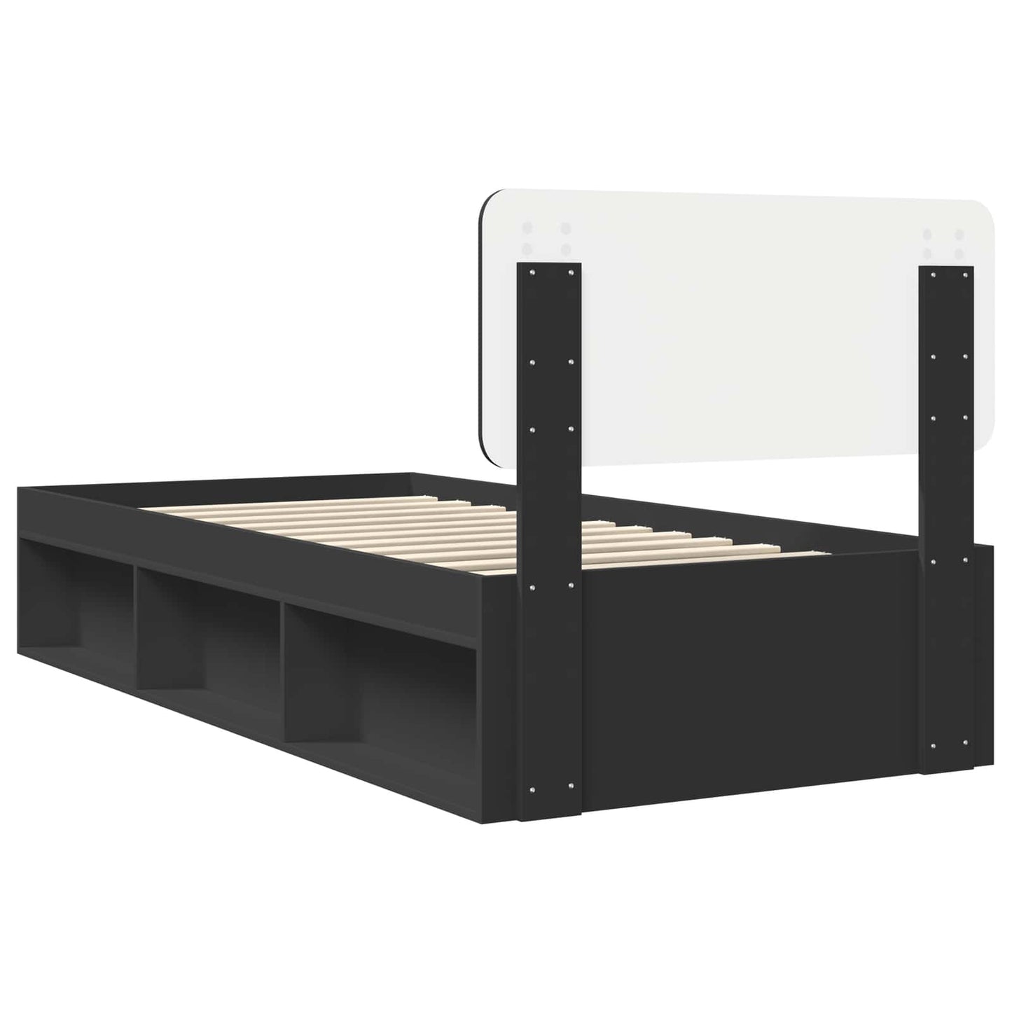 Bed Frame with Headboard Black 75 x 190 cm Solid Pine Wood