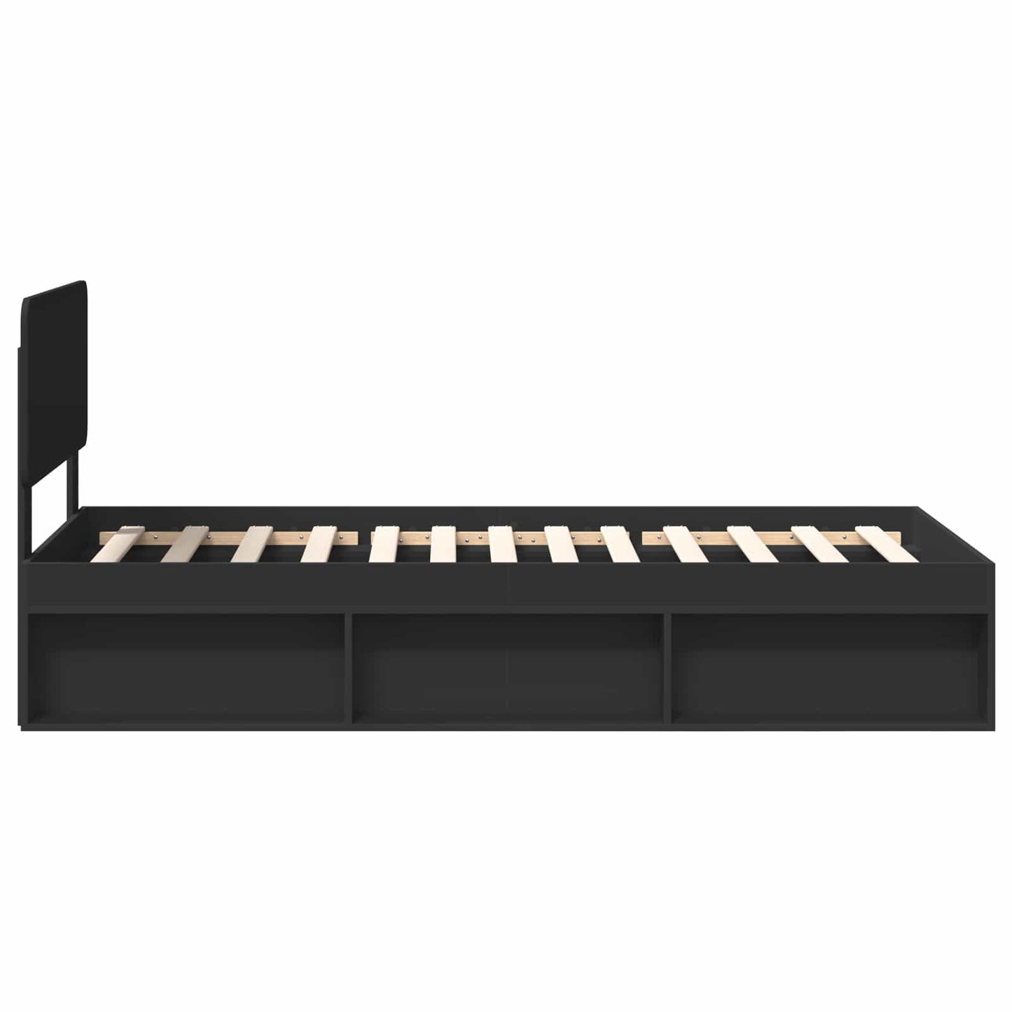 Bed Frame with Headboard Black 75 x 190 cm Solid Pine Wood
